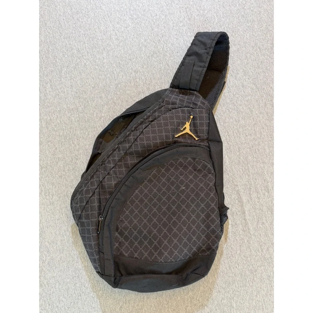 Jordan Jumpman Black Grid Sling Backpack Crossbody Bag One Strap Travel Sport
